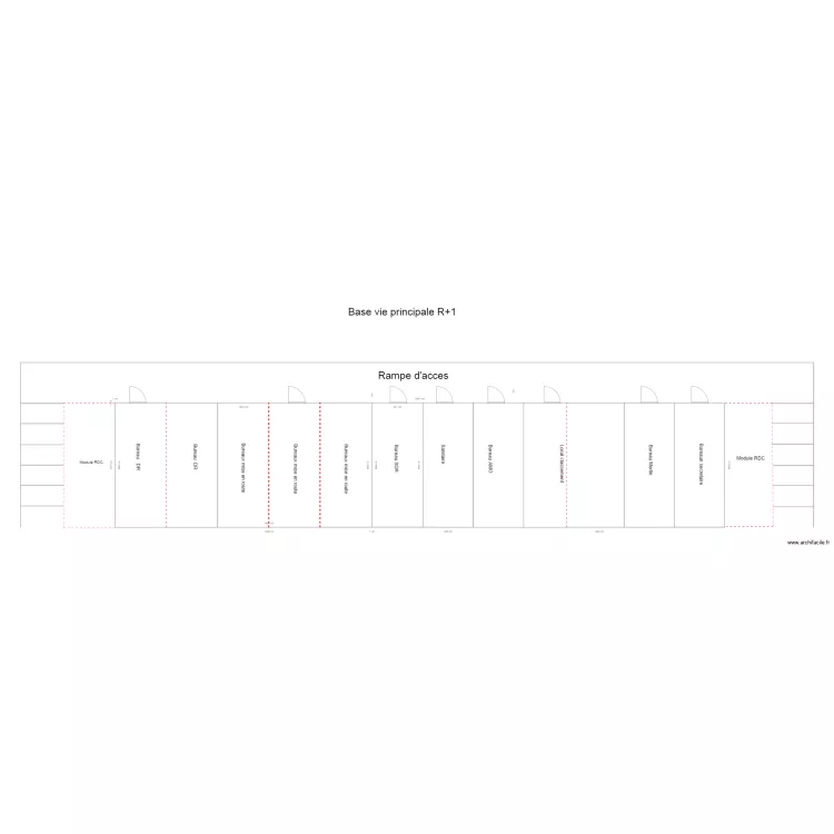 Affaire Spada base vie principale &eacute;tage plan ensemble. Plan de 