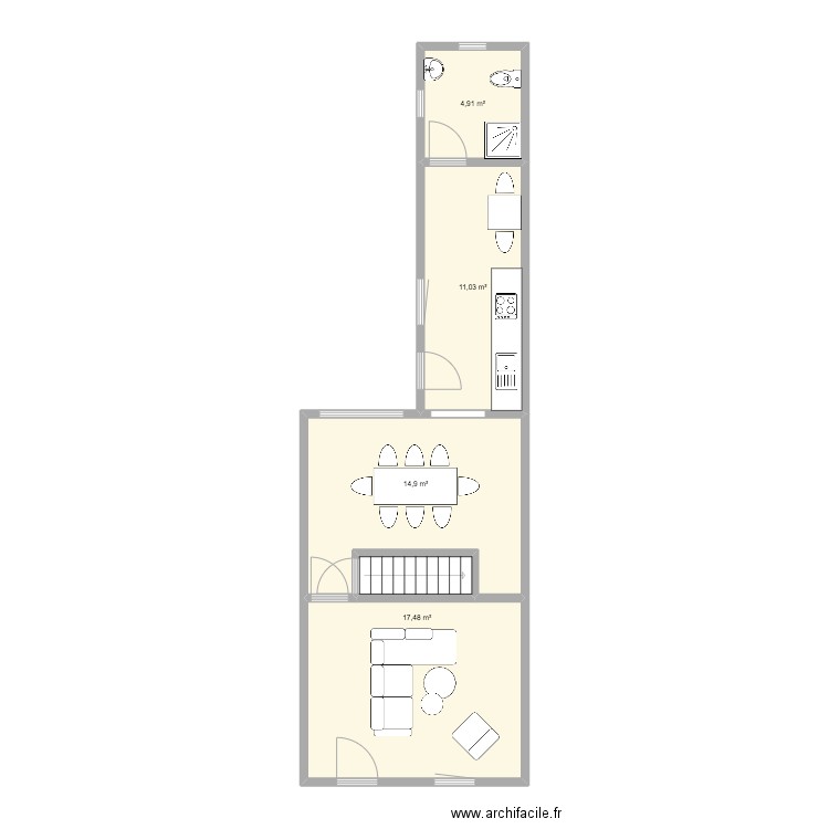 beaugrand 1. Plan de 5 pièces et 50 m2