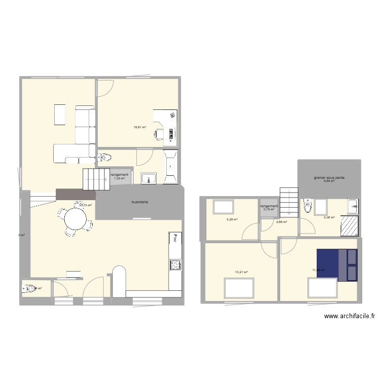 Maison. Plan de 13 pièces et 119 m2