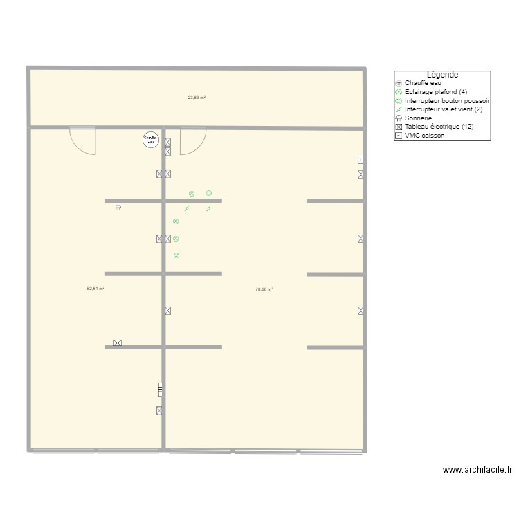 Domotique - Plan général. Plan de 3 pièces et 155 m2