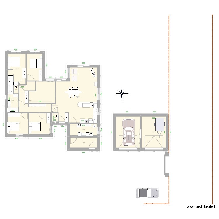 maison en H. Plan de 0 pièce et 0 m2