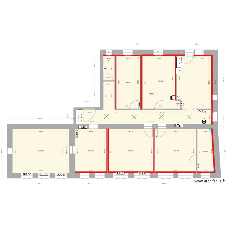 Simplon1 hall . Plan de 8 pièces et 185 m2