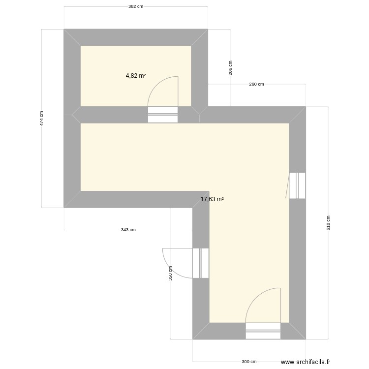 Atelier Isis. Plan de 2 pièces et 22 m2