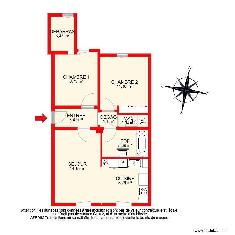 BI 7681. Plan de 10 pièces et 59 m2