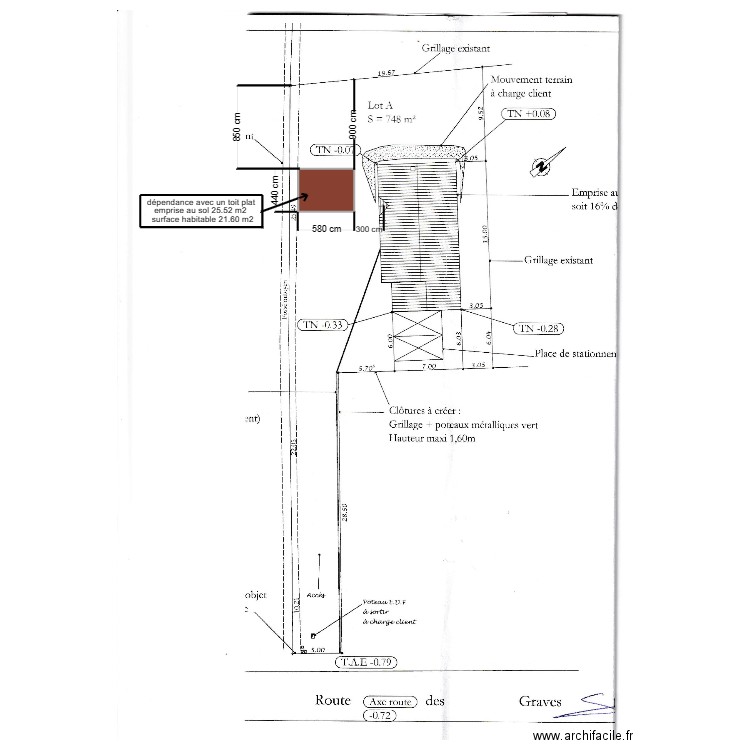 dépendance 9. Plan de 1 pièce et 25 m2