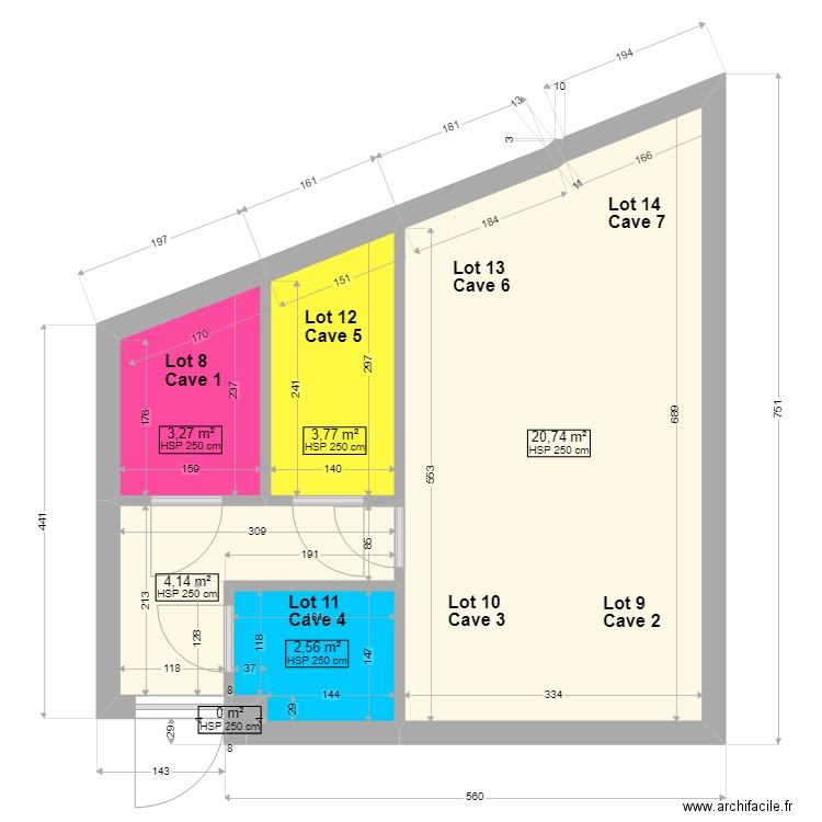 plan 7 caves modifié 2 couleur 3. Plan de 6 pièces et 34 m2