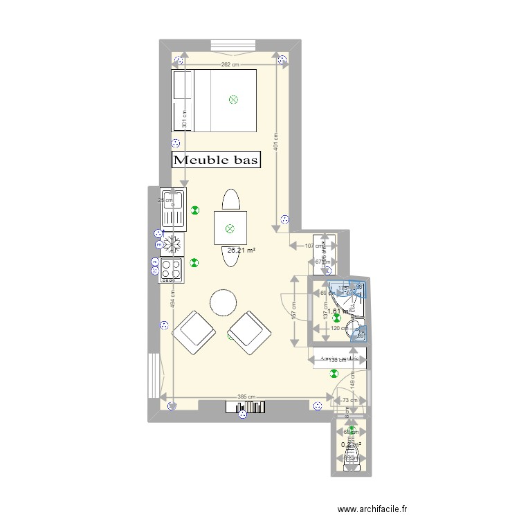 Chabrol sans mezzanine - salle de bain actuelle. Plan de 0 pièce et 0 m2