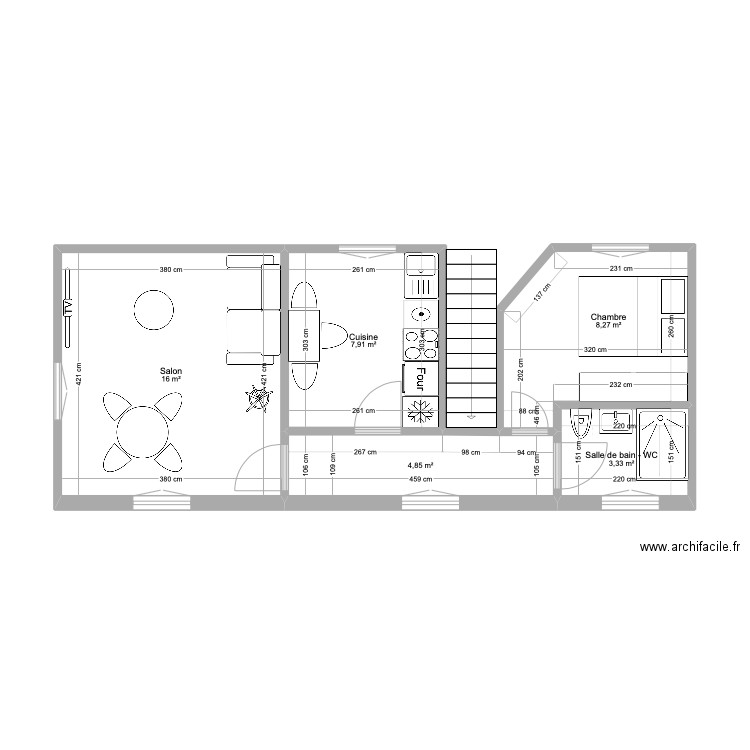 T2 montchat. Plan de 5 pièces et 40 m2