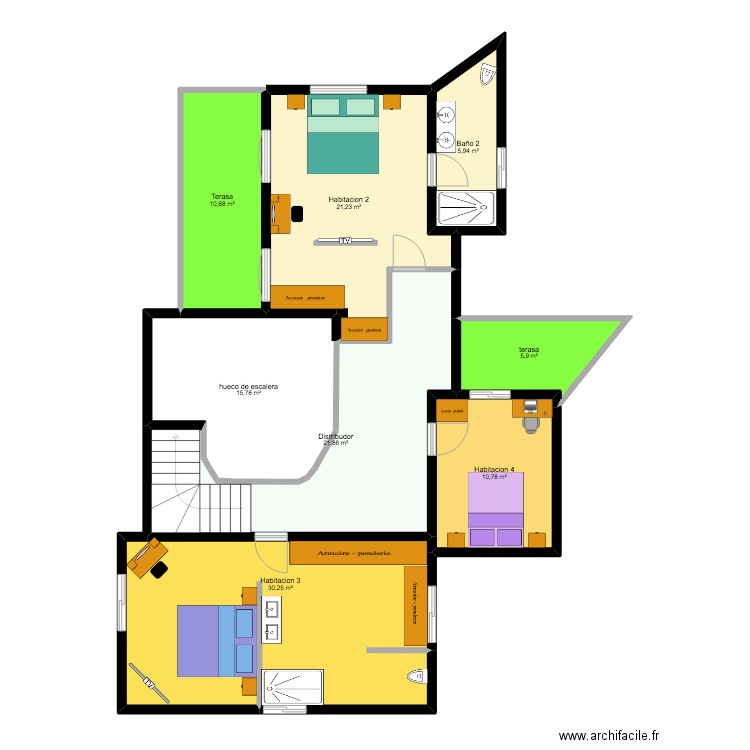 primero piso Palmanova Jose Proyecto. Plan de 8 pièces et 122 m2