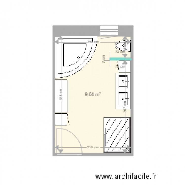 SDB V1. Plan de 1 pièce et 10 m2