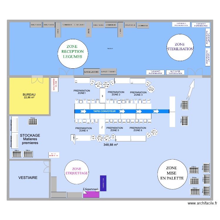 Thala Usine 2023. Plan de 3 pièces et 538 m2