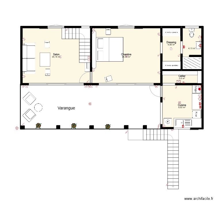 Maison haute electricite. Plan de 6 pièces et 60 m2