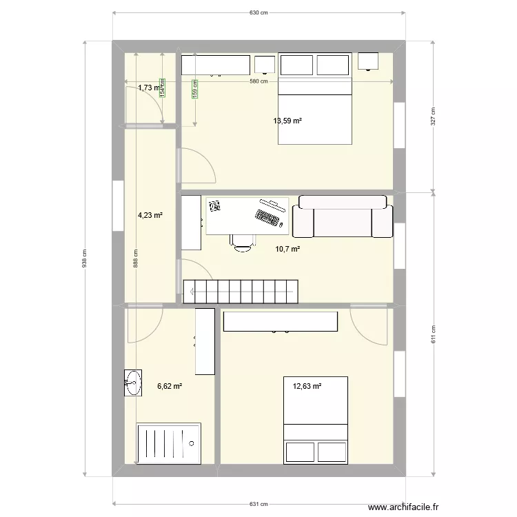 Montpellier 1er etage. V2. Plan de 