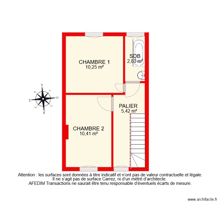 BI 8064 ETAGE 1. Plan de 5 pièces et 31 m2