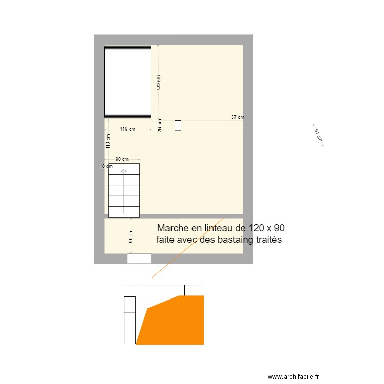 CAVE. Plan de 2 pièces et 18 m2