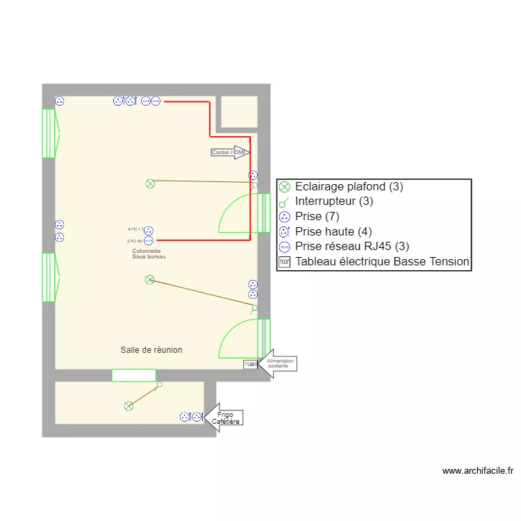 Salle de r&eacute;union. Plan de 