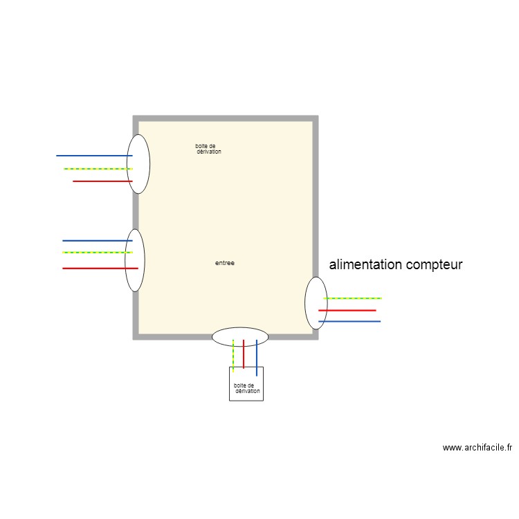 boite dérivation  éclairage entrée va et vient. Plan de 0 pièce et 0 m2