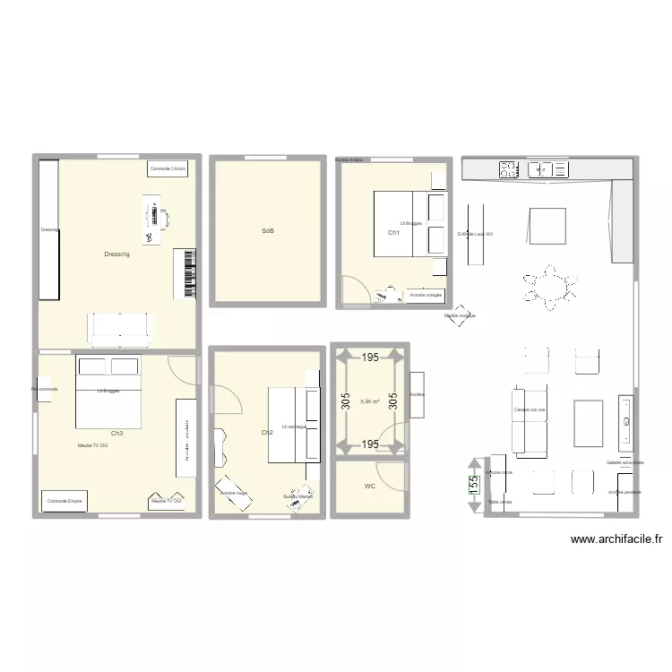 Plan S&eacute;jour-Cuisine. Plan de 