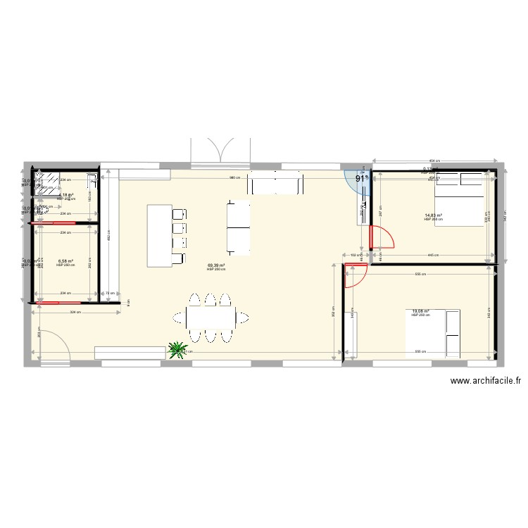 MOUZEIL. Plan de 9 pièces et 114 m2