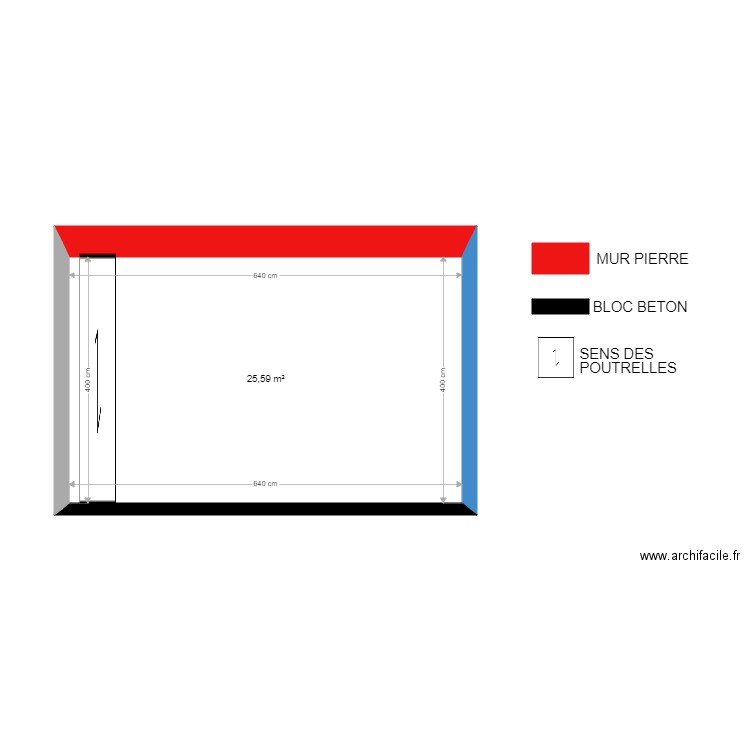 GISQUET. Plan de 1 pièce et 26 m2