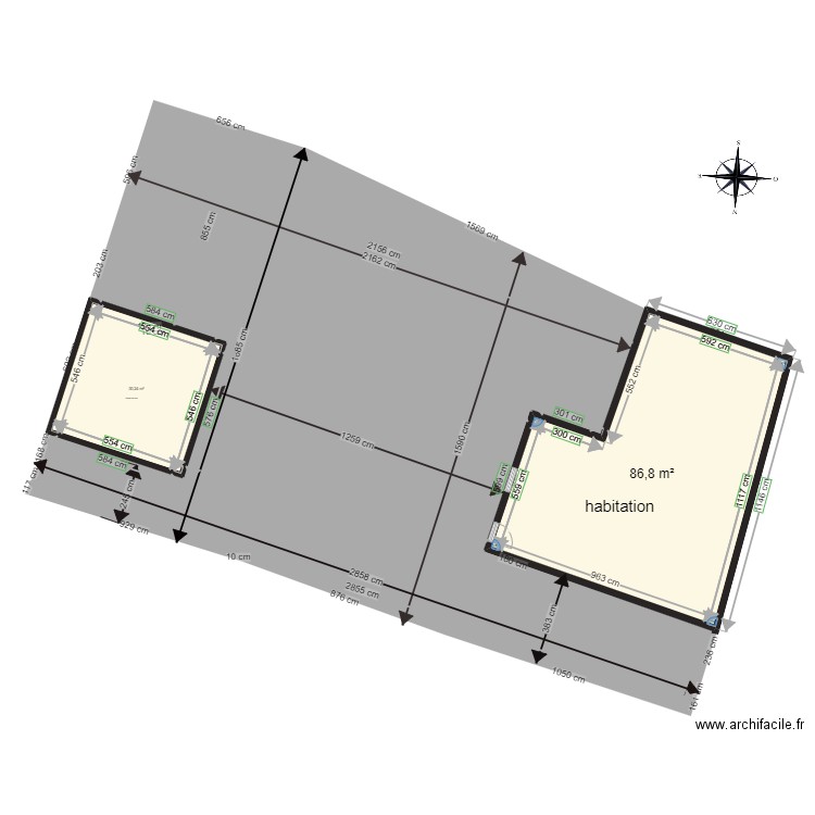 lecluse. Plan de 2 pièces et 117 m2