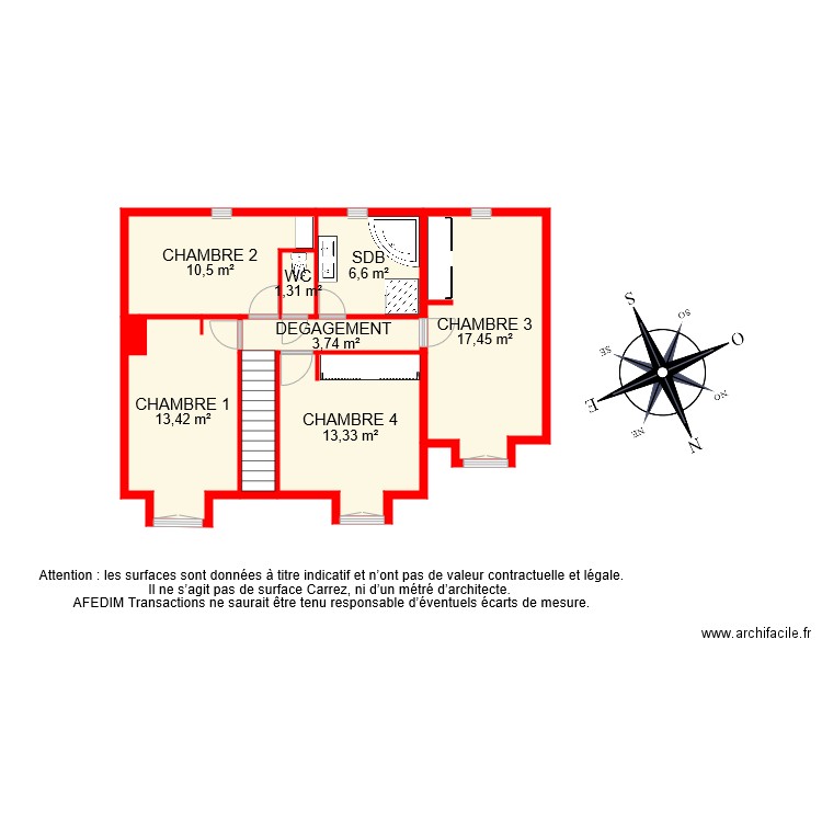 BI8527 ETAGE . Plan de 8 pièces et 69 m2