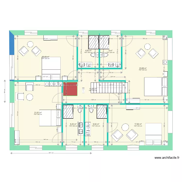 Caro modification Etage au 4 janvier 2022. Plan de 
