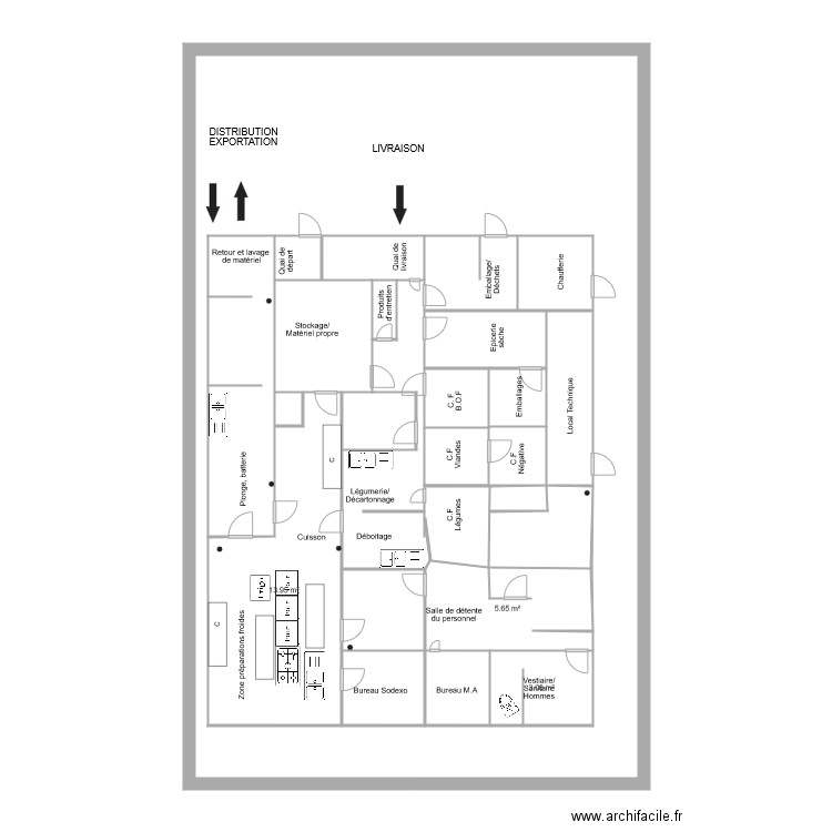 Plan cuisine centrale FONTENILLES. Plan de 0 pièce et 0 m2