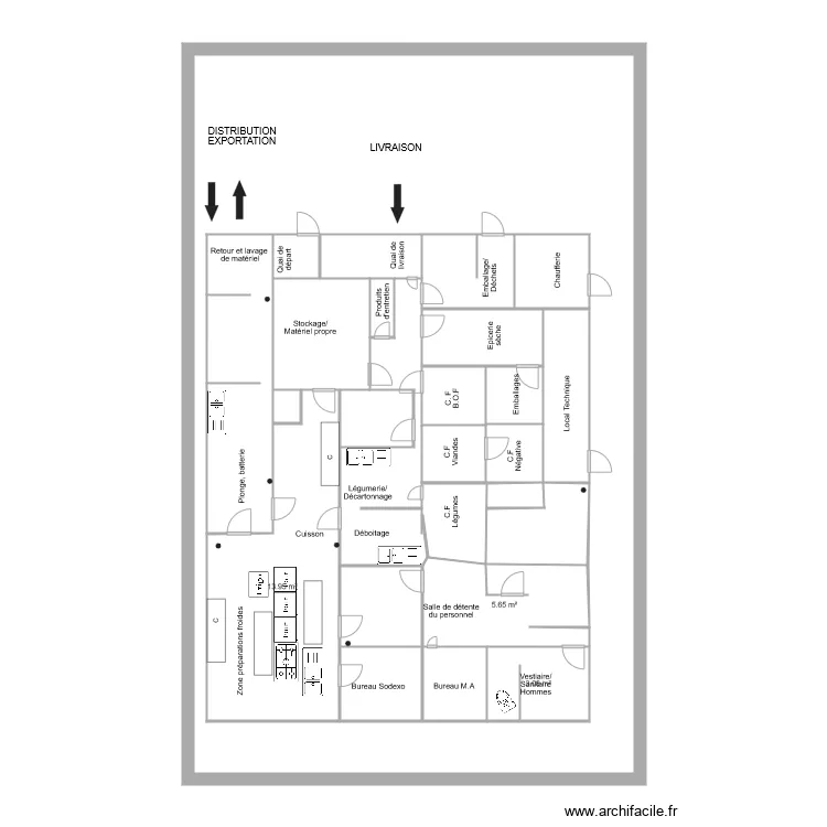 Plan cuisine centrale FONTENILLES. Plan de 