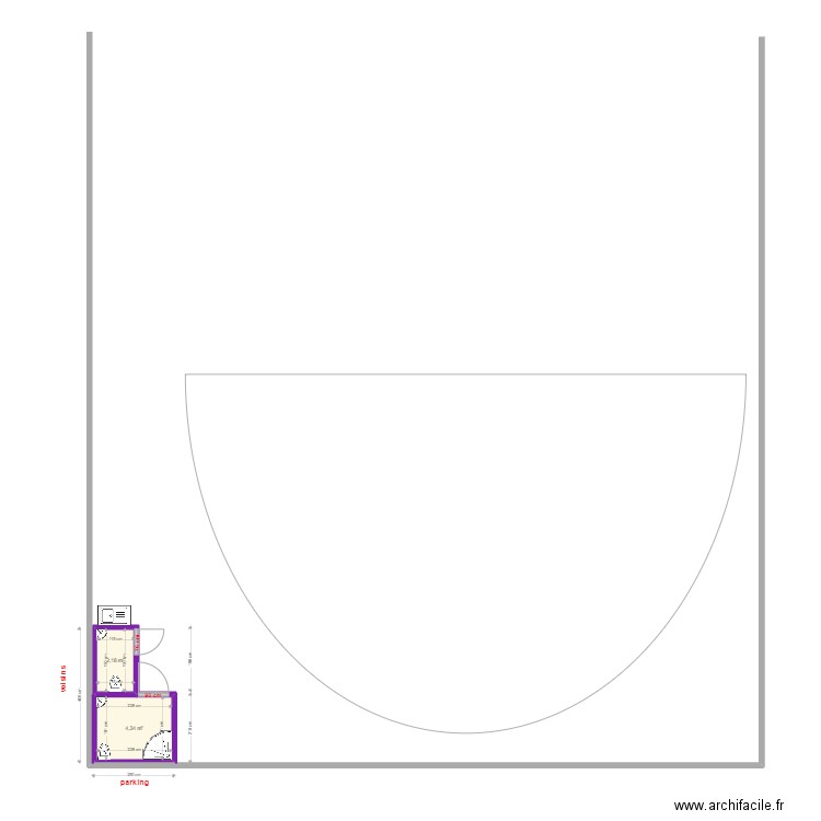 theatre. Plan de 2 pièces et 7 m2