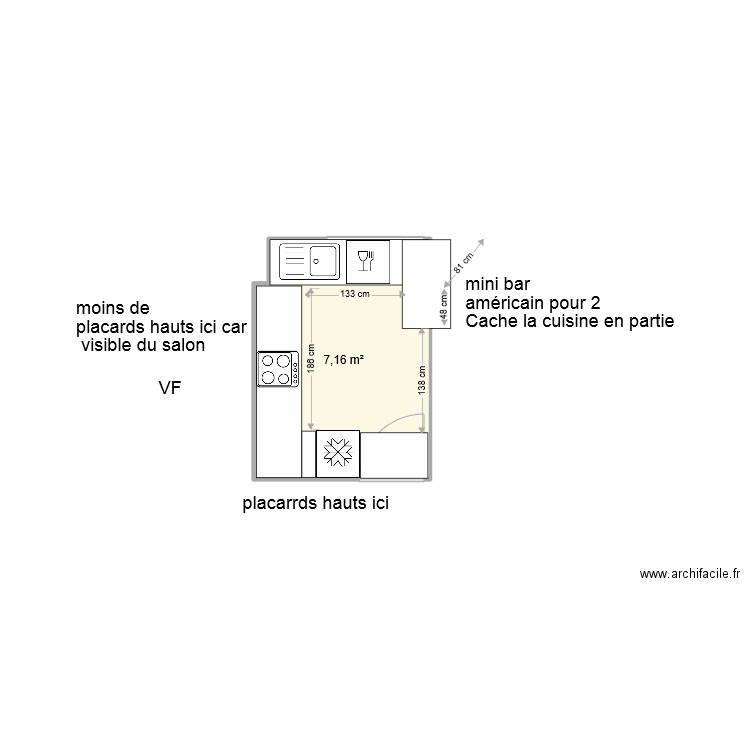 Croix-Nivert - Juillet 2022 - Version 1. Plan de 1 pièce et 7 m2
