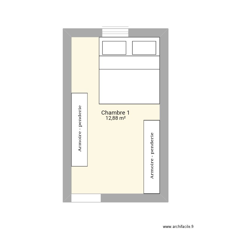 Chambre 1. Plan de 1 pièce et 13 m2