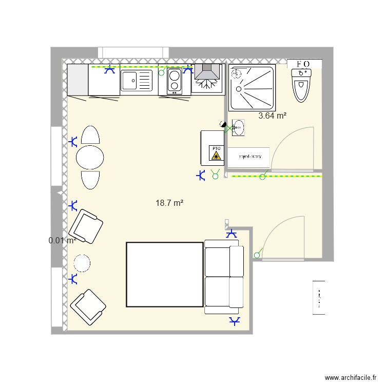 VR 9 Lausanne meublé studio II. Plan de 0 pièce et 0 m2