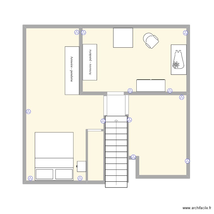 Plan étage. Plan de 4 pièces et 36 m2