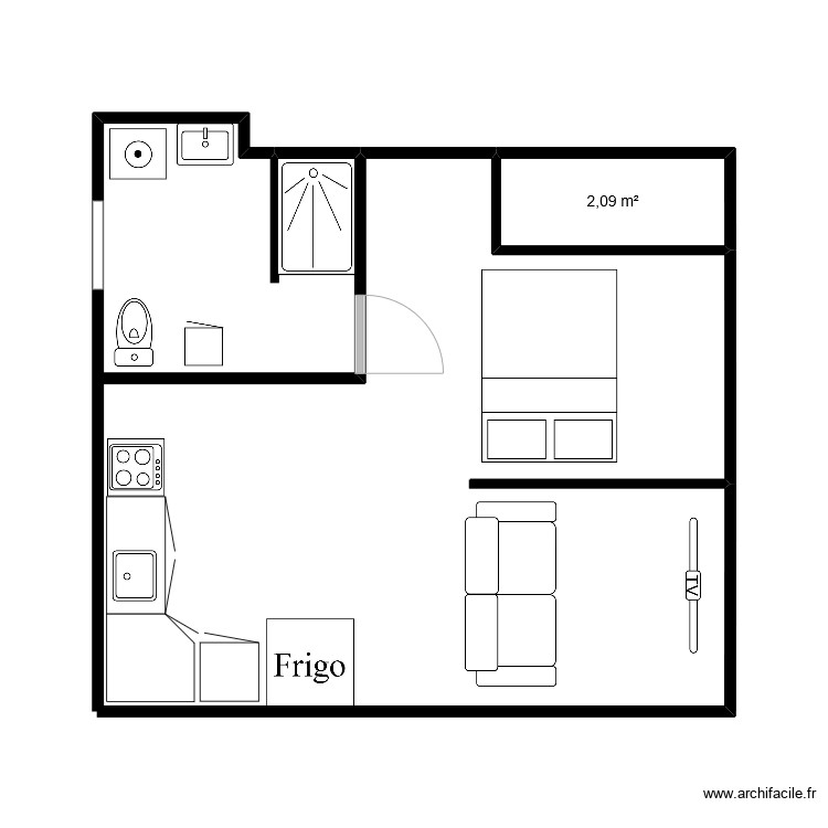   studio. Plan de 0 pièce et 0 m2