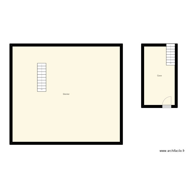 Croquis COLIN Grenier et Cave. Plan de 2 pièces et 103 m2