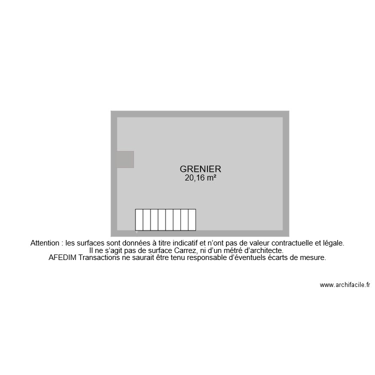 BI 8347 GRENIER. Plan de 1 pièce et 20 m2