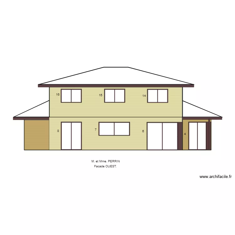 PERRIN FACADE OUEST. Plan de 