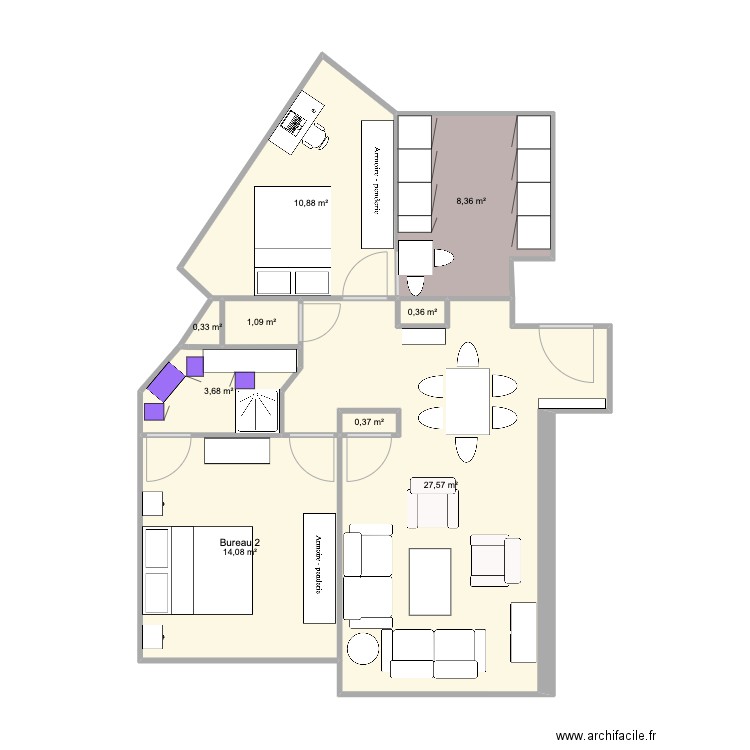 appart pg sommeillier 2023/03/26. Plan de 9 pièces et 67 m2