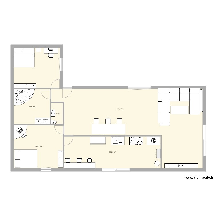 maison 3. Plan de 5 pièces et 125 m2