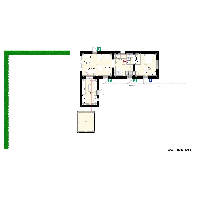 titre. Plan de 5 pièces et 124 m2