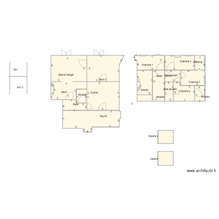 Croquis_ROQUES_plomb2. Plan de 21 pièces et 85 m2