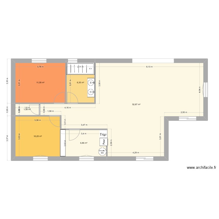 PLAN COTE BIS BIS. Plan de 6 pièces et 89 m2