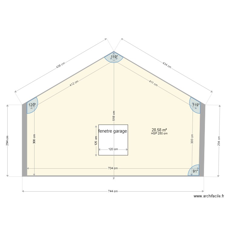 garage cote ouest. Plan de 1 pièce et 29 m2