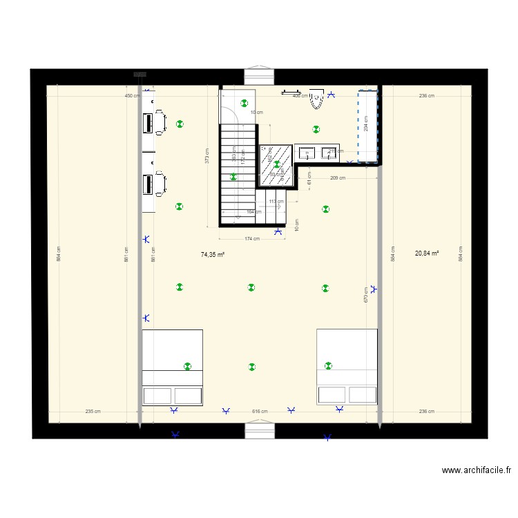 Etage Carignan aout 2021 avec plan électrique escaliers droit. Plan de 0 pièce et 0 m2