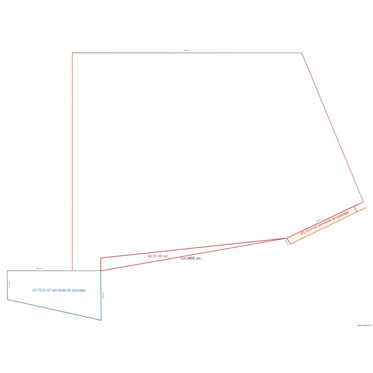 servitudes de passage. Plan de 0 pièce et 0 m2