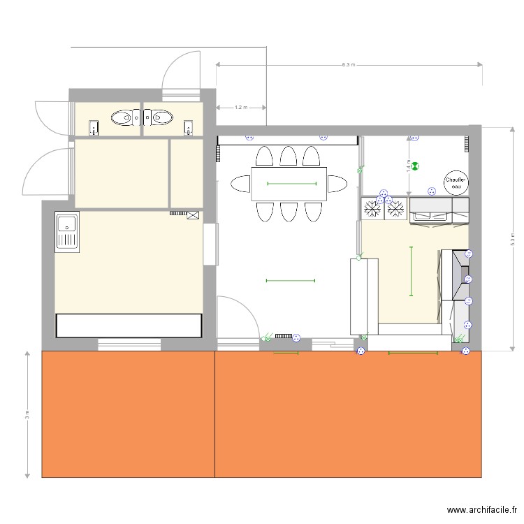 COUPE AA Agrandissement local réduit v2. Plan de 0 pièce et 0 m2