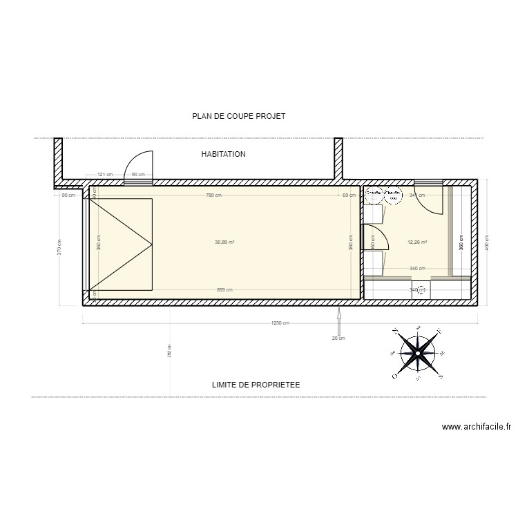 Plan garage / Projet 2. Plan de 2 pièces et 43 m2
