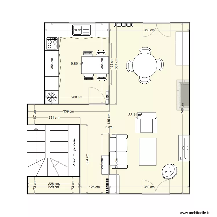 Crevenat porte cuisine entr&eacute;e. Plan de 