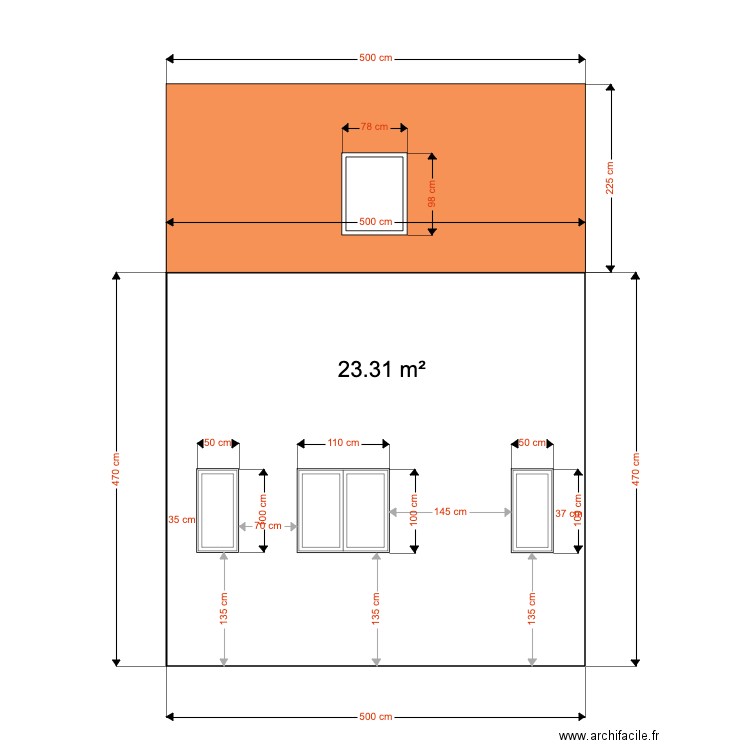 Facade ouest. Plan de 0 pièce et 0 m2